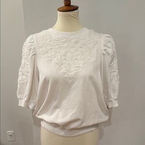 Anthropologie White Puff Sleeve Blouse